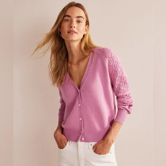 Boden Pointelle Sleeve Cardigan, Wool, Cotton & Cashmere blend - Picture 6 of 16